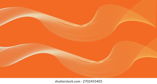 Vector abstract background with dynamic orange waves, lines and particles. Eps10