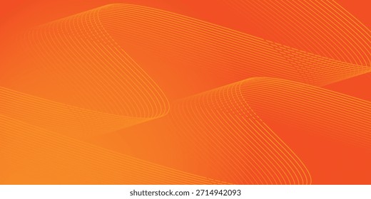 Fondo abstracto de Vector con ondas naranjas dinámicas, líneas y partículas. Vector