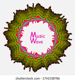 Vector abstract background with dynamic round music waves. Sound wave colorful circle audio poster. Digital technology illustration