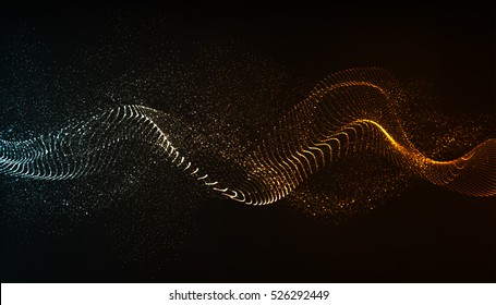 Vector abstract background. Dynamic wave flow, with blurred  light effect.