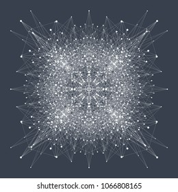 Vector abstract background with dynamic waves dot and lines, dynamic particles. Abstract plexus structure of digital data, particles and dots connectio. Intricacy network