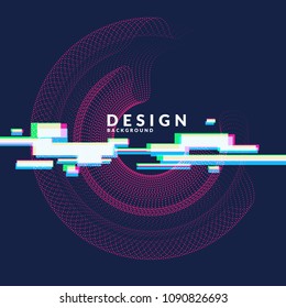 Vector abstract background with dynamic waves, line and particles. Illustration suitable for design