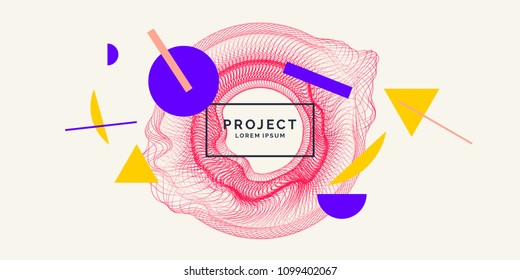 Vector abstract background with dynamic waves, line and particles. Illustration suitable for design