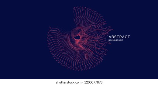 Vector abstract background with dynamic waves, line and particles. Illustration suitable for design