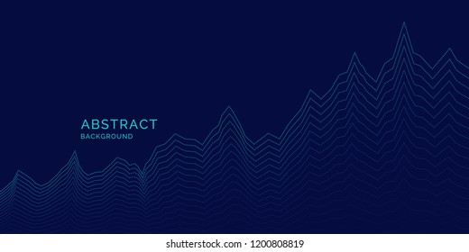 Vector abstract background with dynamic waves, line and particles. Illustration suitable for design