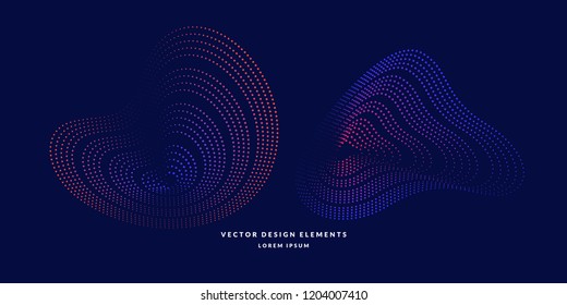 Vector abstract background with dynamic waves, line and particles. Illustration suitable for design