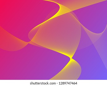 Vector abstract background with dynamic waves, line and particles. Illustration suitable for design - Vector