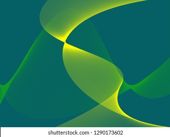 Vector abstract background with dynamic waves, line and particles. Illustration suitable for design - Vector