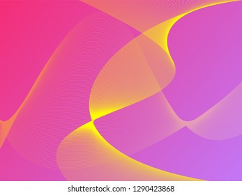 Vector abstract background with dynamic waves, line and particles. Illustration suitable for design - Vector