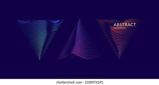 Vector abstract background with dynamic waves, line and particles. Illustration suitable for design