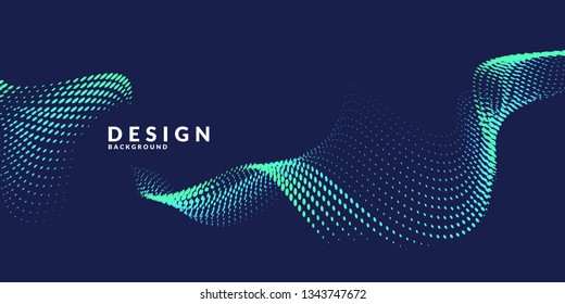Vector abstract background with dynamic waves, line and particles. Illustration suitable for design - Shutterstock ID 1343747672
