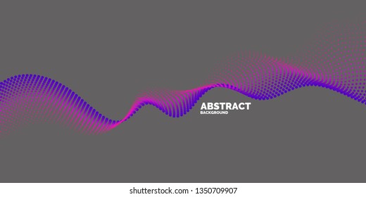 Vector abstract background with dynamic waves, line and particles. Illustration suitable for design