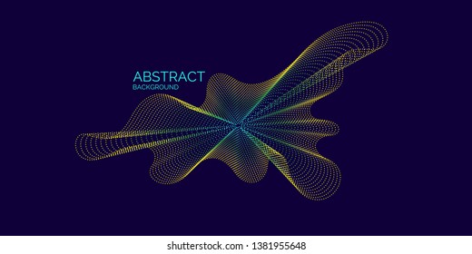 Vector abstract background with dynamic waves, line and particles. Illustration suitable for design
