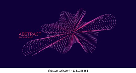 Vector abstract background with dynamic waves, line and particles. Illustration suitable for design