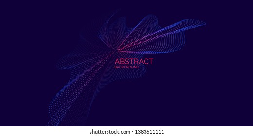 Vector abstract background with dynamic waves, line and particles. Illustration suitable for design