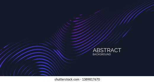 Vector abstract background with dynamic waves, line and particles. Illustration suitable for design