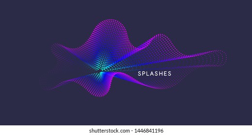 Vector abstract background with dynamic waves, line and particles. Illustration suitable for design