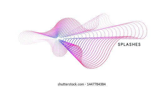 Vector abstract background with dynamic waves, line and particles. Illustration suitable for design