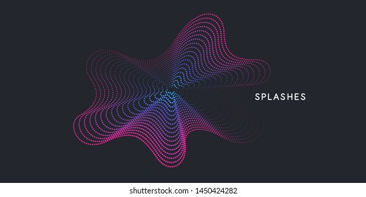 Vector abstract background with dynamic waves, line and particles. Illustration suitable for design