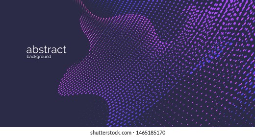 Vector abstract background with dynamic waves, line and particles. Illustration suitable for design