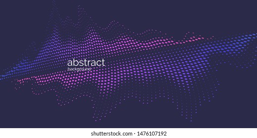 Vector abstract background with dynamic waves, line and particles. Illustration suitable for design