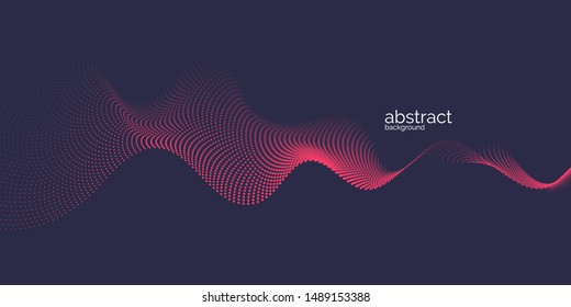 Vector abstract background with dynamic waves, line and particles. Illustration suitable for design