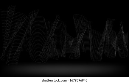 Vector abstract background with dynamic waves, line and particles. Illustration suitable for design. eps 10