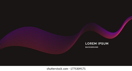 Vector abstract background with dynamic waves, line and particles. Illustration suitable for design