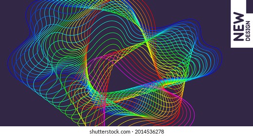 Vector abstract background with dynamic waves and lines.