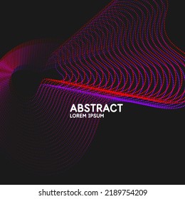 Vector abstract background with dynamic waves, line and particles.