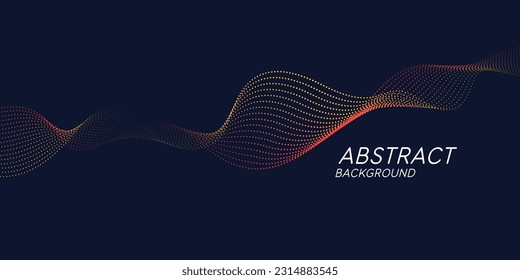 Vector abstract background with dynamic waves, line and particles.