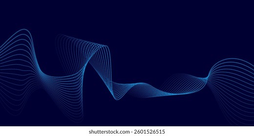 Vector abstract background with dynamic waves, line and particles. Illustration suitable for design