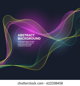 Vector abstract background with a dynamic waves and particles. Illustration suitable for motion design with blur