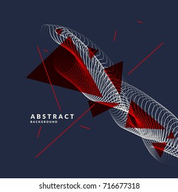 Vector abstract background with dynamic waves, line and particles. Illustration suitable for design
