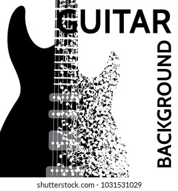 vector abstract background with electric guitar and notes.