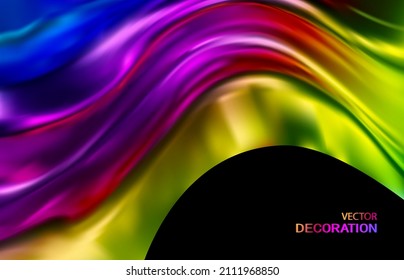 Vector Abstract Background.  Elegant Silk Texture. Satin Luxury Cloth  Wavy Folds. Template for Design, Banner