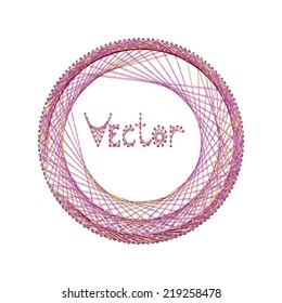 Vector abstract background with embroidery on cardboard