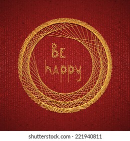 Vector abstract background with embroidery on cardboard.