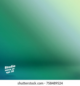 Vector abstract background of empty pale gradient green studio room ,Template mock up for display of product.natural theme backdrop