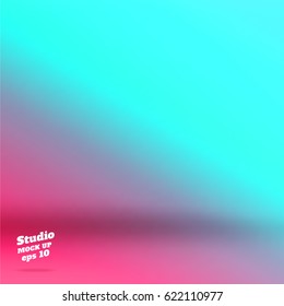 Vector abstract background of empty vivid gradient pink to light blue studio room ,Template mock up for display of product. Business backdrop