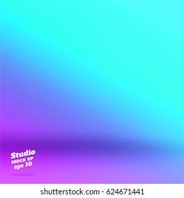 Vector abstract background of empty vivid gradient purple to light blue studio room ,Template mock up for display of product. Business backdrop.