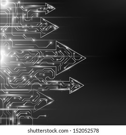 Vector abstract background. EPS 10. Arrow microcircuit.