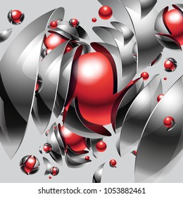 Vector abstract background. Explosion of a glass-metal ball. 
