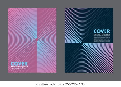 Vector abstract background featuring a dynamic gradient pink and blue color circle lines pattern. It feels like a propeller is spinning at high speed. for cover, digital art, posters, annual report.