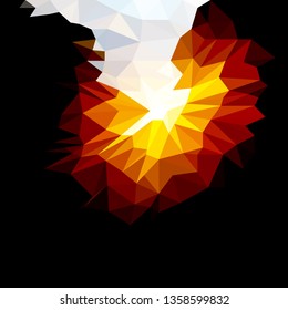 Vector Abstract Background of Fire in Darkness. Wallpaper of Natural Element in Low Poly Style. Vector Illustration of Natural Fond. Nature backdrop. Ecology Concept for Graphic Design