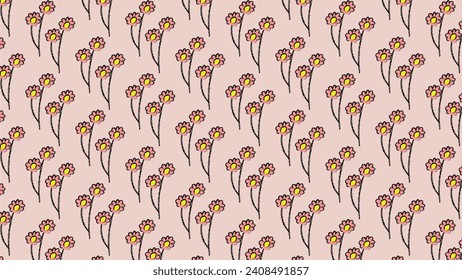 Vector abstract background with floral repeating pattern. Decorative lines, charcoal, flowers, plants. Repeating floral pattern. Beautiful floral pattern, fabric, pattern, shape