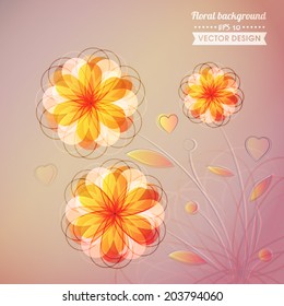 Vector abstract background with flowers. Illustration can be used in web and computer design, cards, invitations and banners