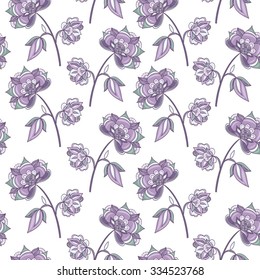 Vector abstract background with flowers in purple, pink and blue colors