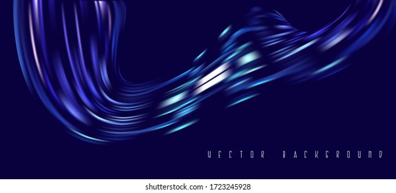 Vector abstract background with flowing wavy shape. Fluid motion effect. Trendy design for poster, business card, cover, presentation, banner.
