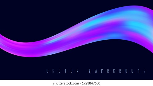 Vector abstract background with flowing wavy shape. Fluid motion effect. Trendy design for poster, business card, cover, presentation, banner.